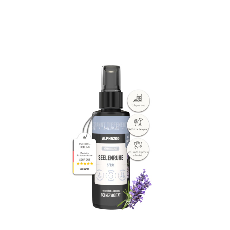 ALPHAZOO Seelenruhe Beruhigungsspray für Hunde I Beruhigungsmittel mit Baldrian 100 ml