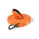 Oranges Hundeleine mit schwarzem gepolstertem Griff und schwarzem Metallclip, 1,5 cm breit, Marke „lionto“.