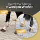 Unterbeine und Hufe eines Pferdes vorher/nachher; sichtbarer Text: 'Deutliche Erfolge in wenigen Wochen', 'Tag 1', 'Tag 50'.