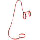 Rotes Haustiergeschirr- und Leinen-Set, mit verstellbaren Riemen und einem Metallclip für eine sichere Befestigung.
