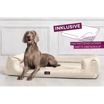 ® GOOFY - Orthopädisches Hundebett aus Polyester inkl. Matratzenschoner creme 90 cm, 22 cm, 75 cm