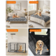 Vier Bilder einer hundefreundlichen Schutzmatte auf einem Sofa, Bett, Boden und Autositz, die für jede Umgebung auf Deutsch beschriftet sind.
