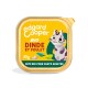 Pâté de nourriture pour chat biologique Edgard Cooper avec dinde et poulet, 85g, avec un chat illustré ludique sur un fond jaune vif.