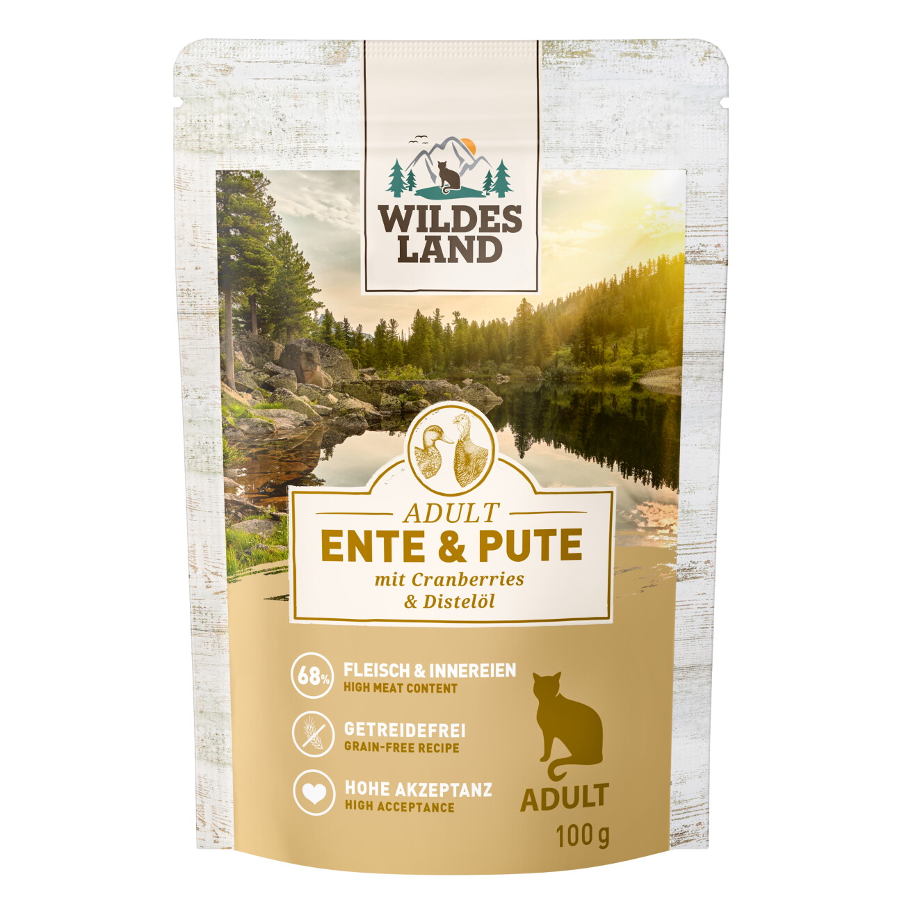 WILDES LAND Nassfutter Katze Classic Adult Ente und Pute 100 g