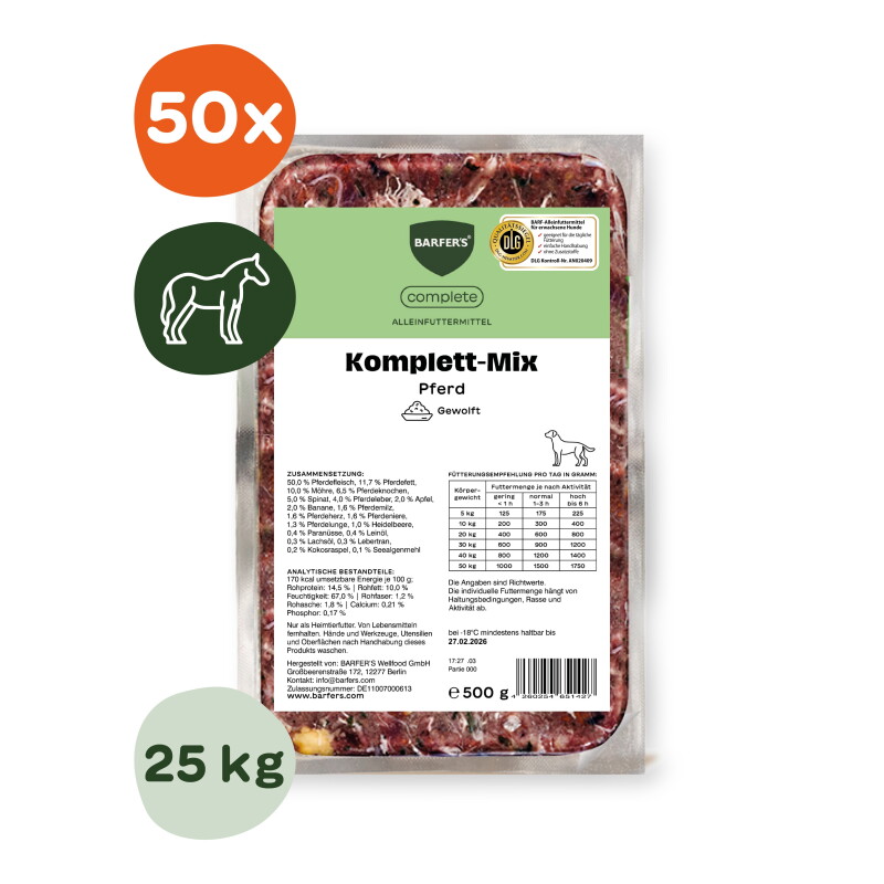 BARFER'S Komplett-Mix Pferd 50x500 g