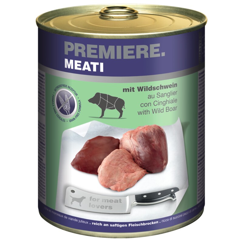 PREMIERE Meati natvoer hond, adult, wild zwijn 6x800 g