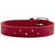 Roter Leder-Haustierhalsband mit herzförmigen Ausschnitten und einer silbernen Schnalle.