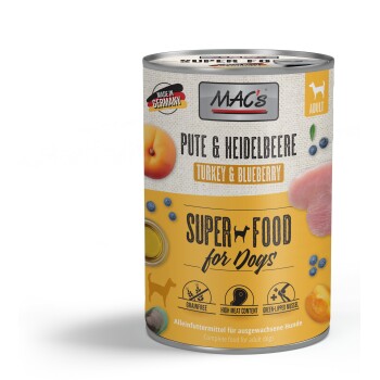 MAC's Nassfutter Hund Adult Pute und Heidelbeeren 6x400 g