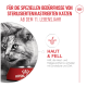 Katzenfutter für sterilisierte/kastrierte Katzen über 11 Jahre, unterstützt Haut- und Fellgesundheit mit Linolsäure und Zink.