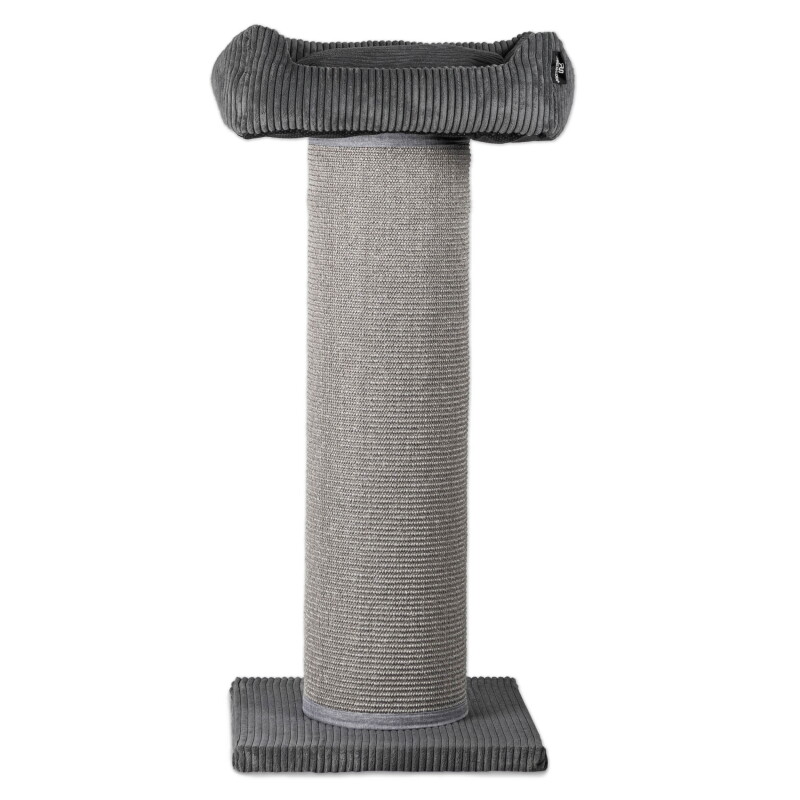 Rohrschneider ® XXL Kratzbaum, Cord-Bezug, tauschbare Kratzmatte, Bett waschbar dunkelgrau 45 cm, 55 cm, 1,07 m