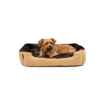 Hundebett mit Wendekissen braun/ beige L