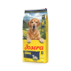 Josera Optiness Hundefutter für Erwachsene mit Lamm, deutsche Qualität, große Größe, 77 % tierisches Protein, mit Illustration von Hund und Schaf.