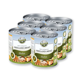 Hundefutter Nass mit Huhn - Getreidefrei - Freiland-Menü - 6x800 g
