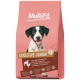 MultiFit pink dog food bag: "Sensitive Junior <1" with puppy image, "with lamb, chicken & rice", 12 kg