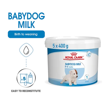Royal Canin Babydog Milk, 5 x 400g, suitable for puppies from birth to weaning, easy to reconstitute.