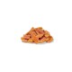 A pile of orange-brown pet treats, cut into rectangular pieces, displayed on a white background.