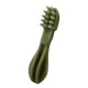Green rubber dog toothbrush chew toy with molded bristles and embossed "W" on the handle