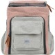 A stylish pet carrier with a soft pink fleece top and a light gray body, featuring a front pocket and the AniOne logo.