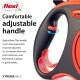 Image of a flexi dog leash handle featuring an adjustable ergonomic design. Text highlights "Comfortable adjustable handle" and "XTREME M+L."