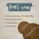 Beiger Hintergrund mit einem blauen "frei von" Banner und einer braunen Pfote Grafik. Listet Ausschlüsse auf: Konservierungsstoffe, Getreide, Zucker und GVO.
