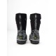 Schwarze wasserdichte Haustierstiefel mit floralem Design, mit einem Zugband und seitlichen Griffen für einfaches Anziehen.