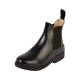 Schwarze Leder-Ankle-Boots mit elastischen Seitenpaneelen und einem weichen, warmen Futter, entworfen für Komfort und Langlebigkeit.
