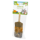 JR Farm Knusper-Eis, knuspriges Eis am Stiel für Kleintiere auf Holzstiel; Verpackung zeigt Karotten sowie einen Cartoon-Hasen und Hamster