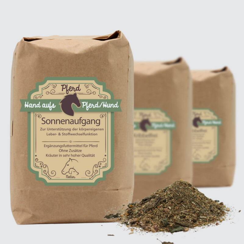 Hand aufs Pferd/Hund Leber Kräuter für Pferde – Sonnenaufgang 1kg