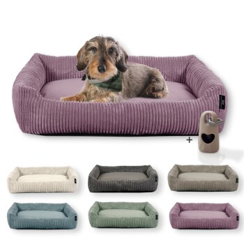 Hundebett waschbar, robuster Breit-Cordstoff mit Gratis-Beigabe