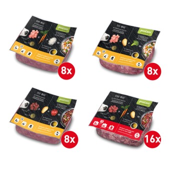 ProCani Menü-Paket Rind und Geflügel Sorten 48x500g – frisch & fertig