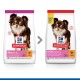 Hill's Science Plan Hundefutterbeutel für kleine Hunde: links mit rosa Akzenten, rechts mit rot, beide beschriftet mit "Light Adult 1-6."