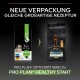 Zwei Hundefuttertüten: links "Purina Pro Plan Opti Start" für große Welpen, rechts "Purina Pro Plan Healthy Start." Text oben und unten.