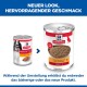 Hill's Science Plan Hundefutterdosen, altes und neues Design; sichtbarer Text 'Neuer Look, Hervorragender Geschmack' und Hinweis zur Produktänderung auf Deutsch.