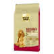 Sac de nourriture pour chiens Select Gold Medium Adult, 11-25 kg, étiqueté "Sensitive" avec des ingrédients d'agneau et de riz, présentant une illustration de chien.