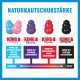 KONG-Gummihärtekarte: 'NATURKAUTSCHUKSTÄRKE' mit KONG Puppy, Senior, Classic, Extreme und einer Skala WEICH → FEST.