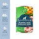 Dose Hundefutter mit der Aufschrift "Atlantik-Lachs & Irisches Huhn", die 60% Fleisch, 40% Gemüse, Kräuter und Algen enthält, getreidefrei.