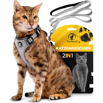 Katzengeschirr mit Leine grau S