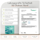 Infografik zur Bewerbung eines Zahnpflegeprodukts für Haustiere mit Anwendungsschritten, Vorteilen für die Mundgesundheit und Zutaten wie Chlorella.
