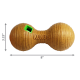 KONG honden speelgoed in een pindakaaskleur, gevormd als een dumbbell, 20 cm lang en 8,25 cm hoog, met een groene opening.