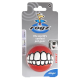 Rogz Grinz roter Hundespielzeugball mit Cartoon-Zahn-Design, Verpackung mit den Texten "The world's coolest pet gear" und "Bounce & Fetch Float Treat".