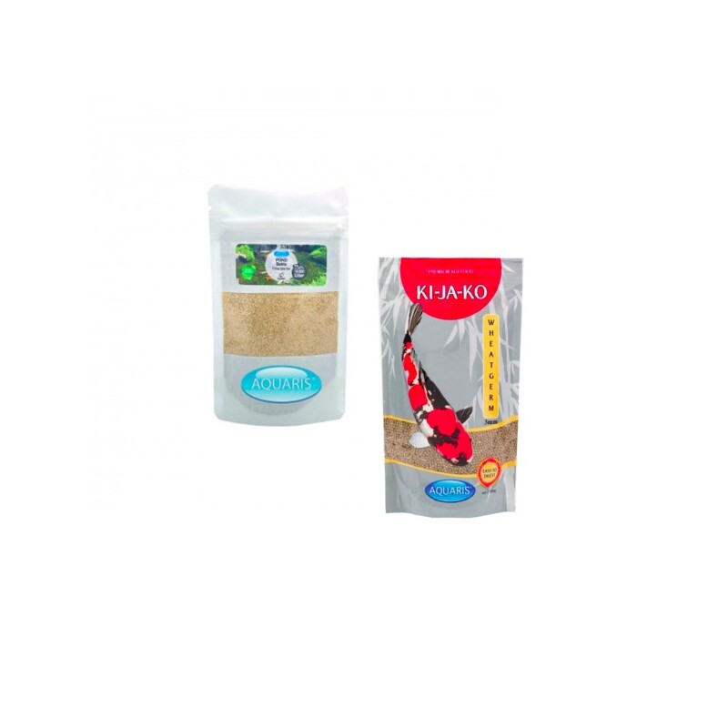 AQUARIS Sparset mit Koifutter Wheatgerm 1 kg / 3mm und Teichreinigung POND Bakto 50g