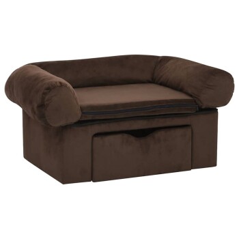Hundesofa Plüsch mit Schublade 75x50x38cm braun
