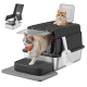 Zwei Katzen mit überdachter Streu-Box mit Ober- und Frontöffnung, Schaufel und Matte; vordere Katze trägt orangefarbene Bandana mit kleinem weißen Text