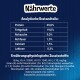 Nährwerttabelle, die die Nährstoffanalyse für Haustierfutter anzeigt, einschließlich Protein (35%), Fett (19%), Ballaststoffe (1%) und zusätzlichen Vitaminen und Mineralien.