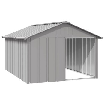 Hundehütte Verzinkter Stahl Hundezwinger Hundekäfig grau 1,165 m, 1,53 m, 81,5 cm