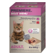 Hundefutterverpackung mit einer Bengal-Katze und grünen Augen, beschriftet mit 'Premiere Meat Menu', das eine getreidefreie Fleischmischung aus Rindfleisch enthält.