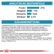 Tierfutterverpackung zeigt Analyse: Protein 27 %, Fett 11 %, Asche 9,6 %, Faser 6,1 %. Zutaten: Reis, Entenprotein und Mineralien.
