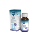 Flasche mit "Calm Tropfen" für Haustiere, mit einer blau-weißen Box, gekennzeichnet zur Stressreduktion bei Hunden, Katzen, Nagetieren und Vögeln.