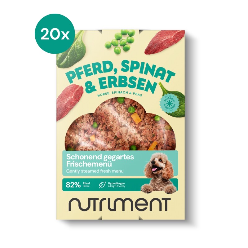 Nutriment Frischemenü Pferd, Spinat & Erbsen 20x400 g
