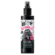 Schwarze Sprühflasche von "Bugalugs Baby Fresh Cologne" mit einem Cartoon-Hund, beschriftet mit "Vegan" und "Halt mich frisch!" Enthält Aloe Vera. 200ml.